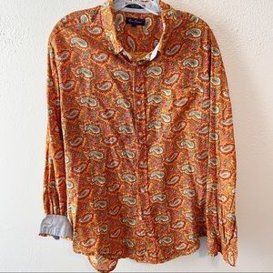 Alan Flusser paisley button down linen cotton size large